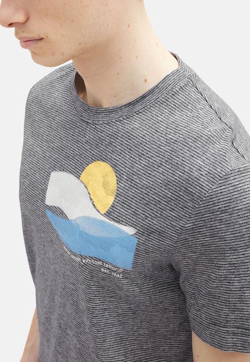 Image du produit Tom Tailor T-Shirt Gestreiftes Kurzarmshirt mit Rundhalsausschnitt und Foto-Print (3XL)