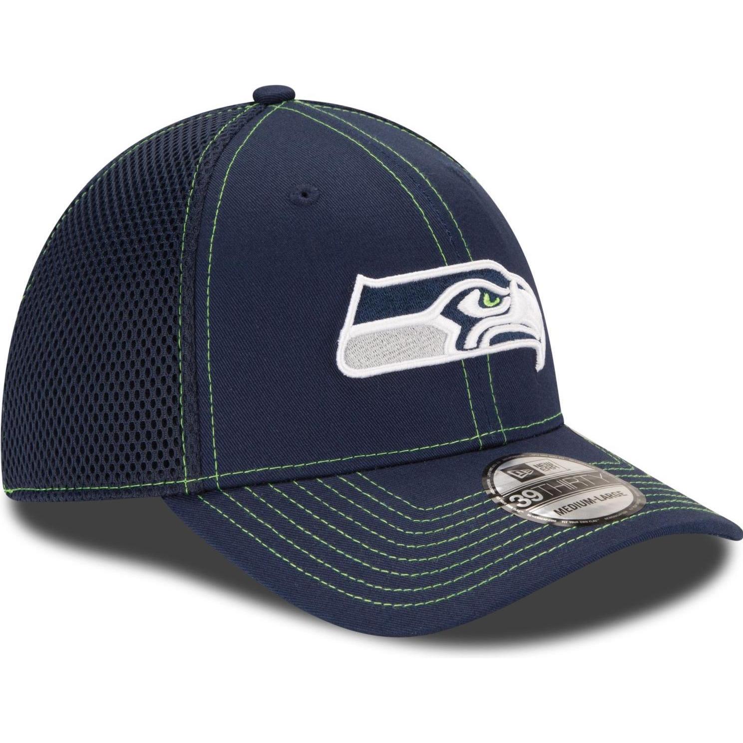 New Era, Herren, Cap, 39Thirty Stretch Mesh Cap - Seattle Seahawks - S/M, Blau, (M)