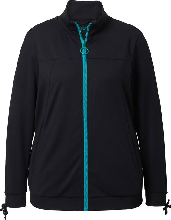 Immagine prodotto Ulla Popken Giacca di felpa con fascia arricciata sulle maniche, cappuccio e zip a cursore doppio (42, 44)