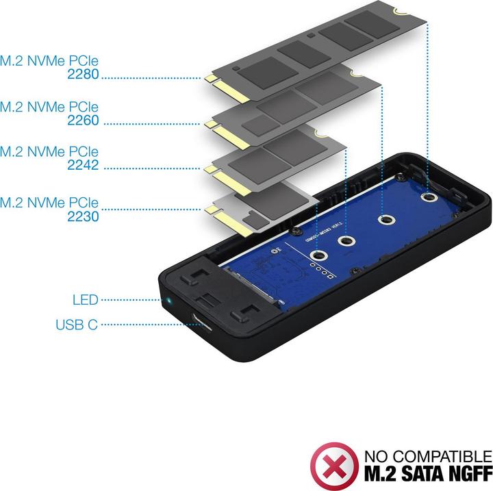 Actual product image Tooq Technology TQE-2280B Storage Drive Enclosure SSD Enclosure Black M.2 (M.2)
