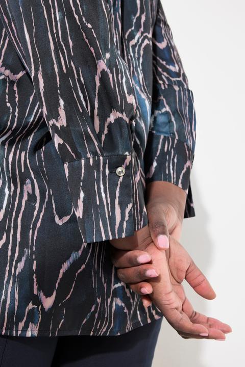 Image du produit Ulla Popken Chemisier en soie, col chemise, base arrondie et manches longues (56)