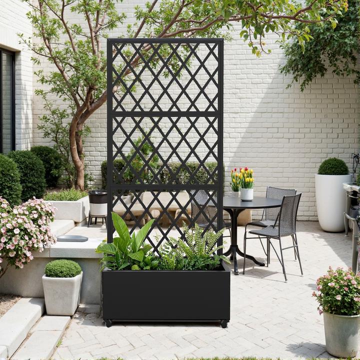 Actual product image Casa.Pro Trennwand Malja mit Blumenkasten Stahl 190x82x38 cm Schwarz (82 cm)