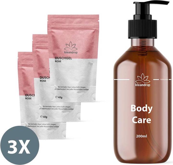 Immagine prodotto Kleandrop Polvere, starter set per la cura del corpo Trio (200 ml)