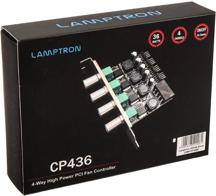 Actual product image Lamptron CP436 - 4 channels - Black - Green - Rotary control - 3-pin male - 4-pin S (4 Fan)