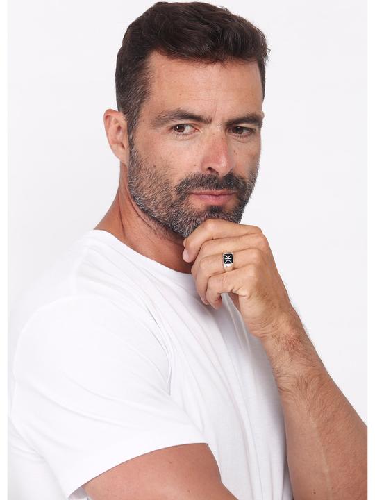 Image du produit Kuzzoi Bague homme sceau émail Logo Basic 925 argent (64, Argent 925)