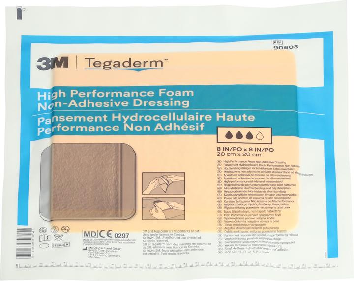Actual product image 3M Tegaderm High Performance Foam Schaumkompresse 20x20cm non adhäsiv 5 Stk
