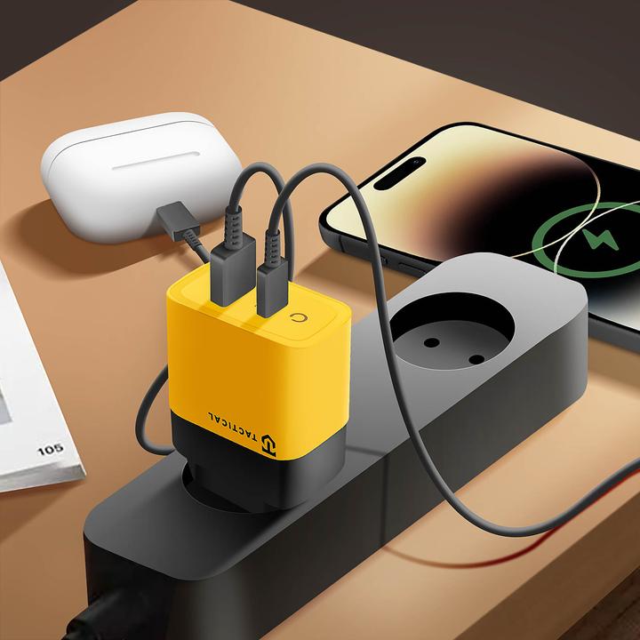Actual product image Tactical Microgrid GaN 45W Charger Power Supply USB-C USB-A - Yellow (45 W)