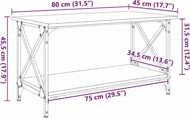 Image du produit vidaXL Couchtisch (80 x 45 x 45.50 cm)