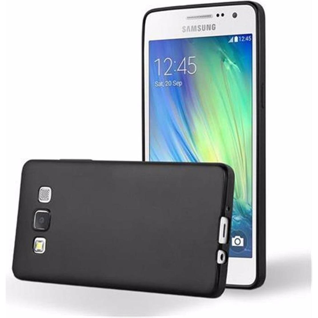 Cadorabo TPU Matt Metallic Cover (Samsung Galaxy J5 (2015)), Smartphone Hülle, Schwarz