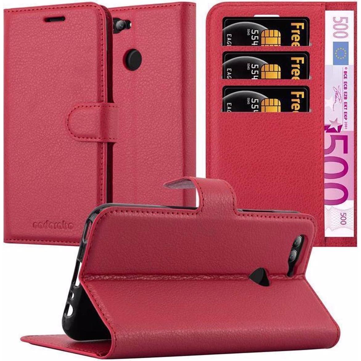 Cadorabo Book mit Standfunktion Cover (Huawei Nova 2), Smartphone Hülle, Rot