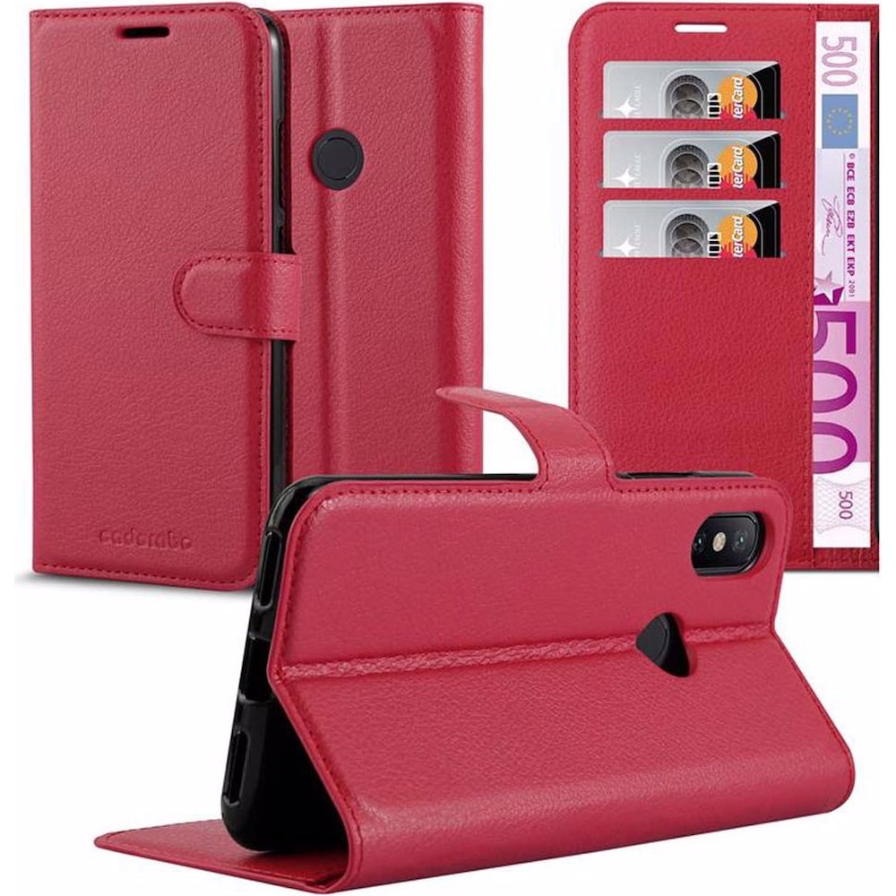 Cadorabo Book mit Standfunktion Cover (Xiaomi Mi A2, Xiaomi Mi 6X), Smartphone Hülle, Rot