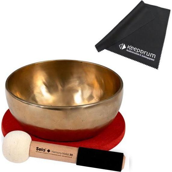 Sela Klangschale se264 Harmony Singing Bowl 22 mit Schlägel und Mikrofasertuch (Perkussion), Perkussion, Silber