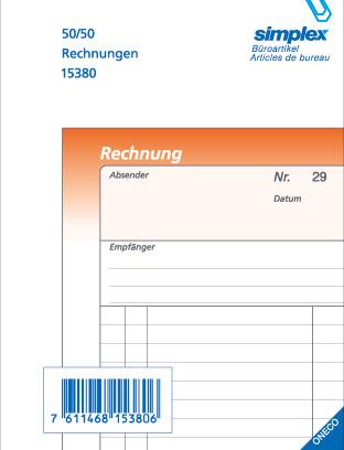 Produktbild Simplex Durchschreibebuch Rechnungen Oneco (100x)