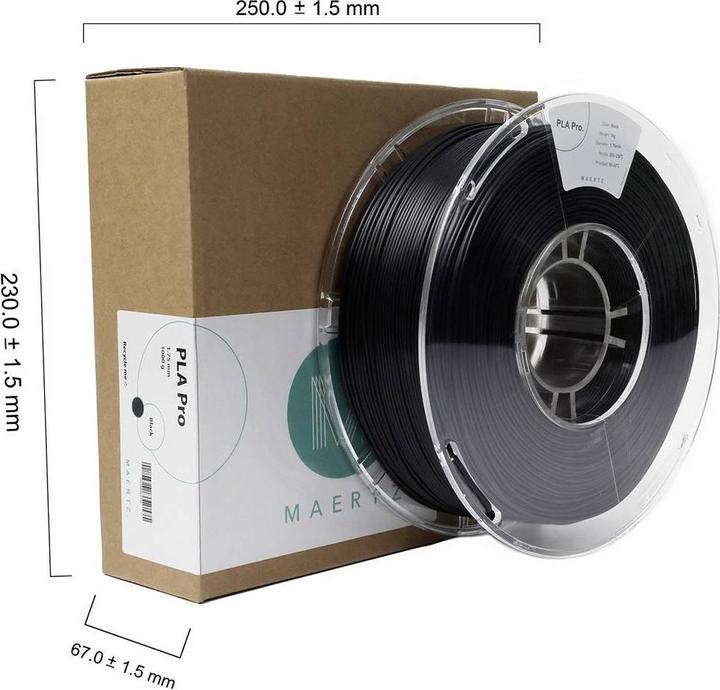 Produktbild Maertz PLA Pro (PLA, 1.75 mm, 1000 g, Schwarz)