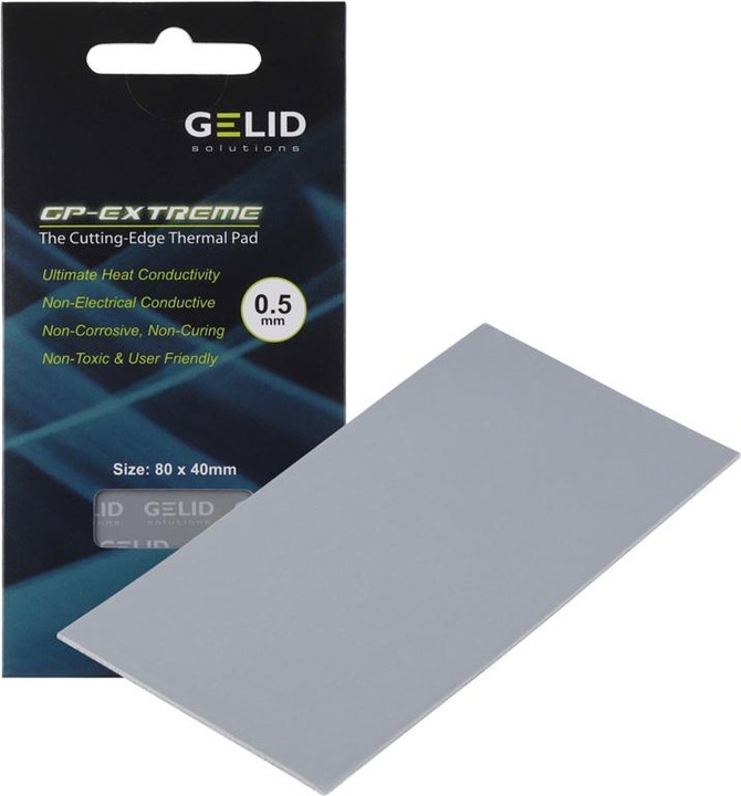 Actual product image Gelid GP-Extreme - 12 W/m-K - Gray - 80 mm - 40 mm - 0.5 mm (0.50 mm, 12 W/m K)