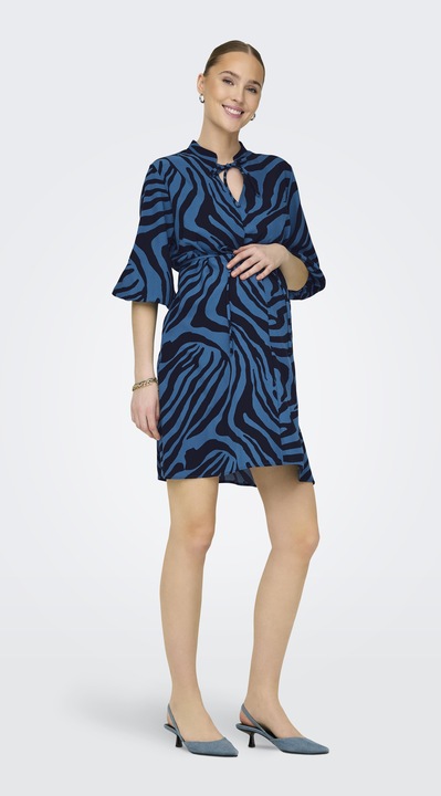 Produktbild Only Maternity Normal geschnitten V-Ausschnitt Elastische Bündchen Ballonärmel Kurzes Kleid Kleid (XXL)