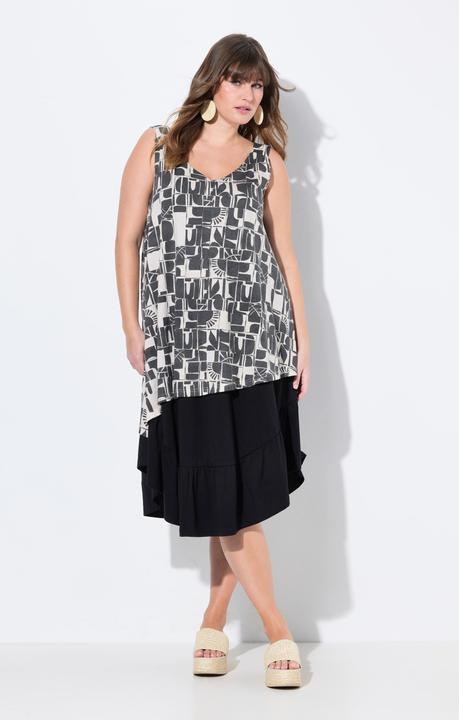 Image du produit Ulla Popken Robe en jersey, soleil, col en V, sans manches, coton bio (46, 48)