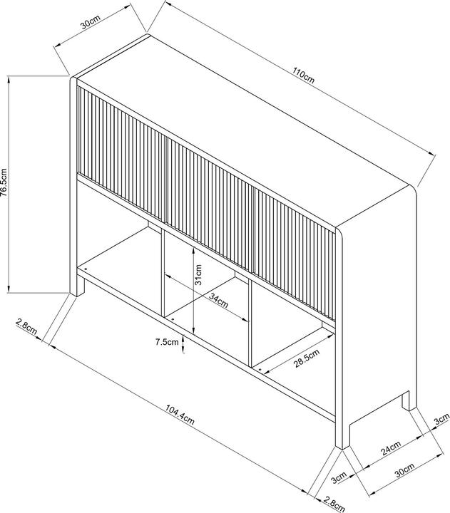Image du produit En.Casa Sideboard Lukkodso 77x110x30 cm Eicheoptik (110 x 30 x 77 cm)
