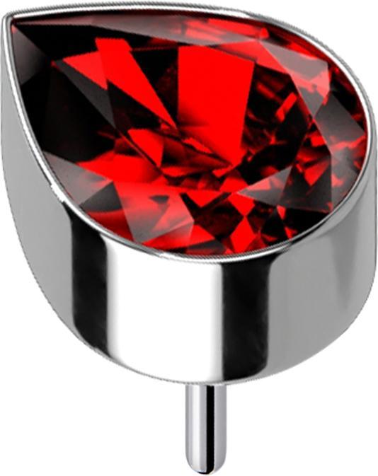 Produktbild Star Piercing Threadless silber mit Tropfen Kristall rot (Titan G23, ohne Messing)