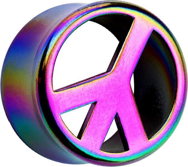 Actual product image Star Piercing Flared Tunnel Peace coloured (without brass, Acrylic)