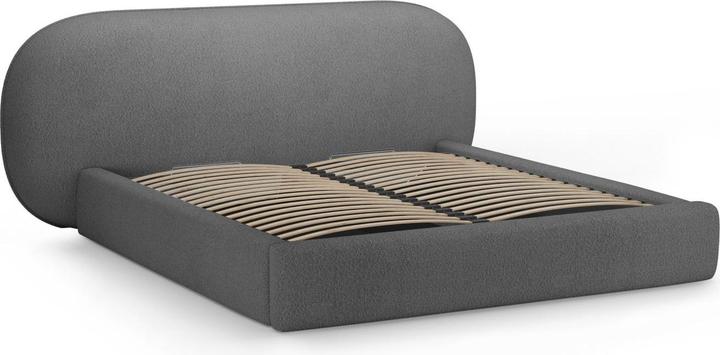 Actual product image Micadoni Boucle Storage Bed with Headboard, "Ovalo", Dark Grey, 234x250x96 Made in Europe (160 x 200 cm)