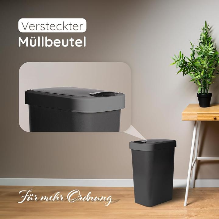 Actual product image Novaliv 3er-Set Mülleimer 50L mit 2in1 Deckel, Klappdeckel & Schwingdeckel, Anti-Geruch Abfalleimer (50 l)