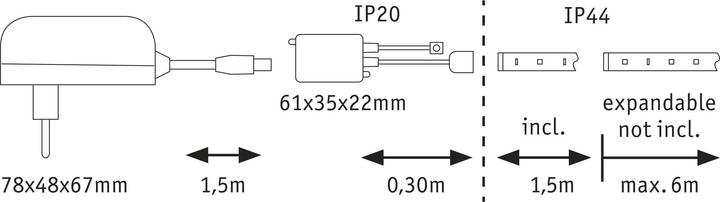 Productafbeelding Paulmann Max LED (Daglicht, Neutraal wit, Warm wit, 150 cm, Interieur)