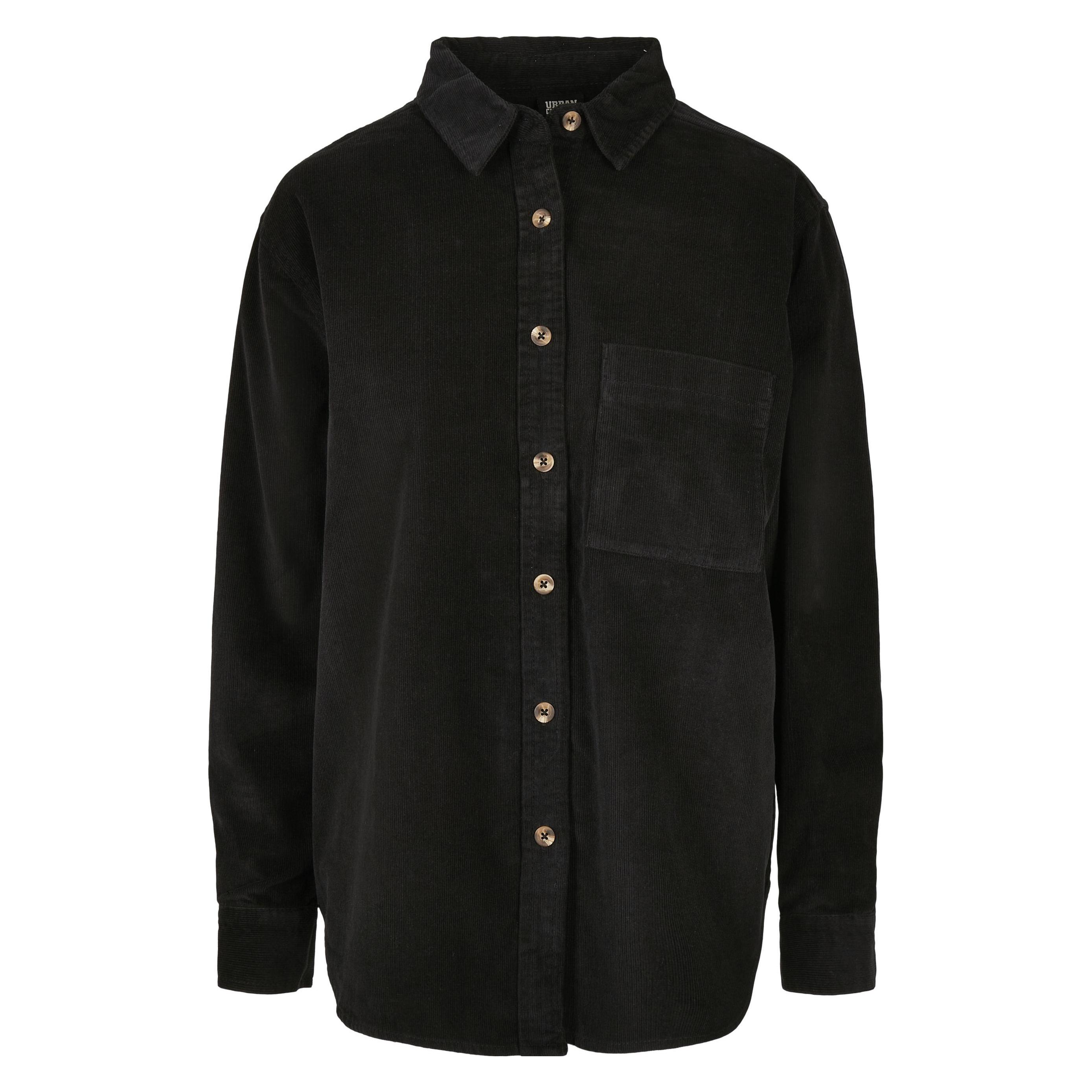 Urban Classics, Damen, Hemden, Ladies Corduroy Oversized Shirt, Schwarz, (4XL)