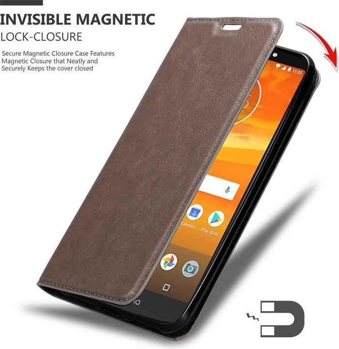 Actual product image Cadorabo Book Invisible Magnet Cover (Motorola Moto E5 Plus)