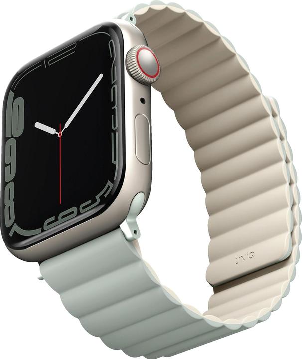 Produktbild Uniq pasek Revix Apple Watch Series 1/2/3/4/5/6/7/8/SE/SE2 38/40/41mm. Reversible Magnetic zielony-b (41 mm, 38 mm, 40 mm, Silikon, Edelstahl)