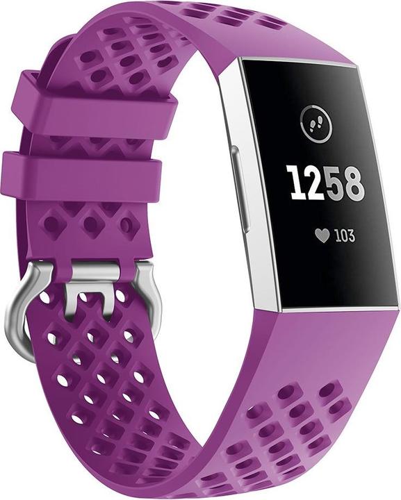 Cover-Discount Fitbit Charge - silicone sports bracelet perforated purple (Silicone, Charge 4, Charge 3)