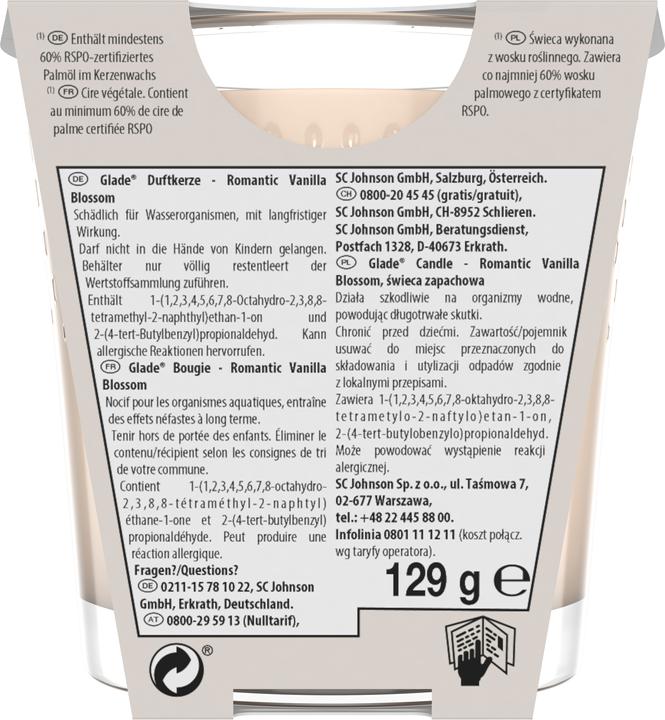 Actual product image Glade Scented candle Romantic Vanilla Blossom (129 g)