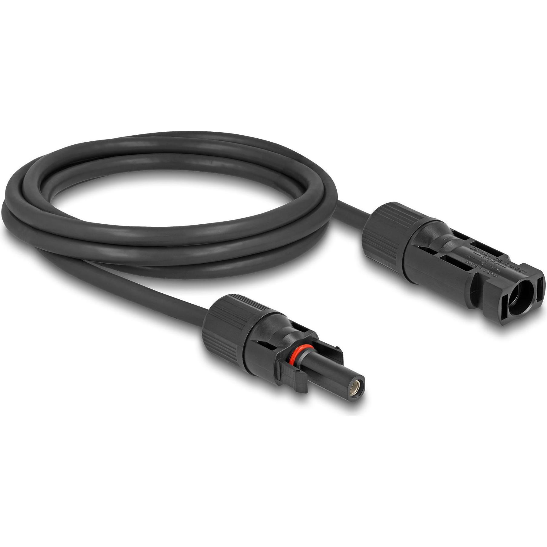 Delock, Zubehör Solarenergie, DL4 Solar Kabel 6 mm² Stecker zu Buchse 2 m schwarz (Solarkabel)