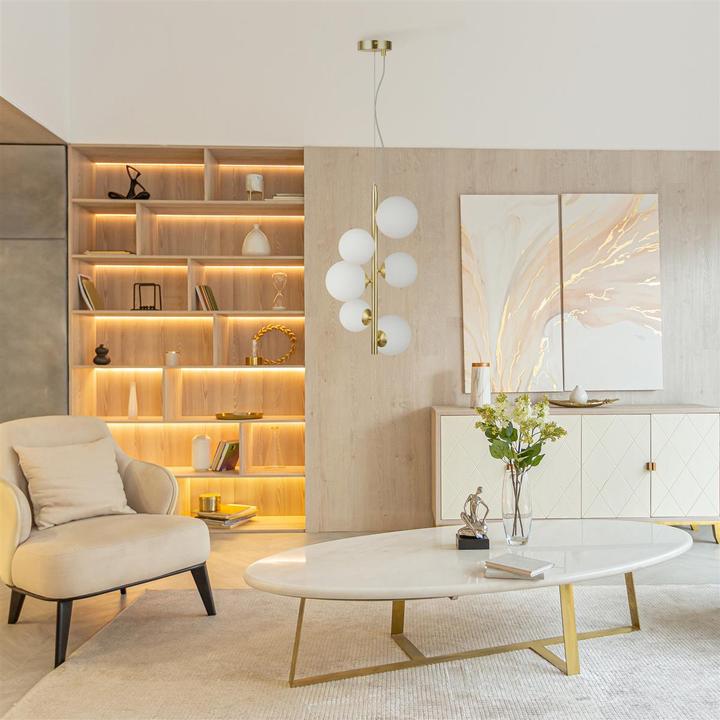 Immagine prodotto Maytoni Lampada a sospensione Dallas, lampada a sospensione 6x G9 bianco opaco, colore oro (G9)