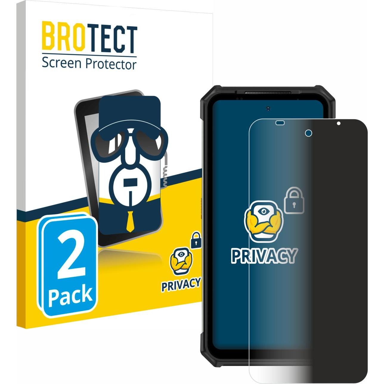 BROTECT Sichtschutzfolie Anti-Spy Privacy Folie Blaulicht-Schutz (2 Stück, Ulefone Armor X), Smartphone Schutzfolie, Bla...