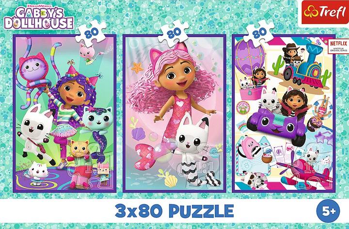 Image du produit Trefl Puzzle 3 x 80 – Gabby's Dollhouse (80 pièces)