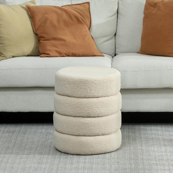 Produktbild Homcom Fusshocker Polyester, Schaumstoff Beige