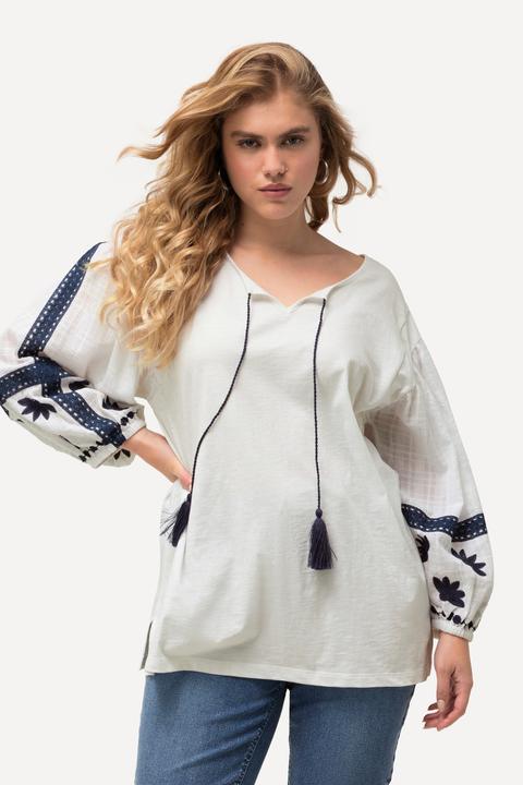 Produktbild Ulla Popken Bluse, Stickerei, Tunika-Ausschnitt, Langarm (46, 48)