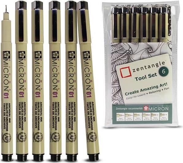 Produktbild Sakura Zentangle Pigma Micron Fineliner (Schwarz, 6 x)