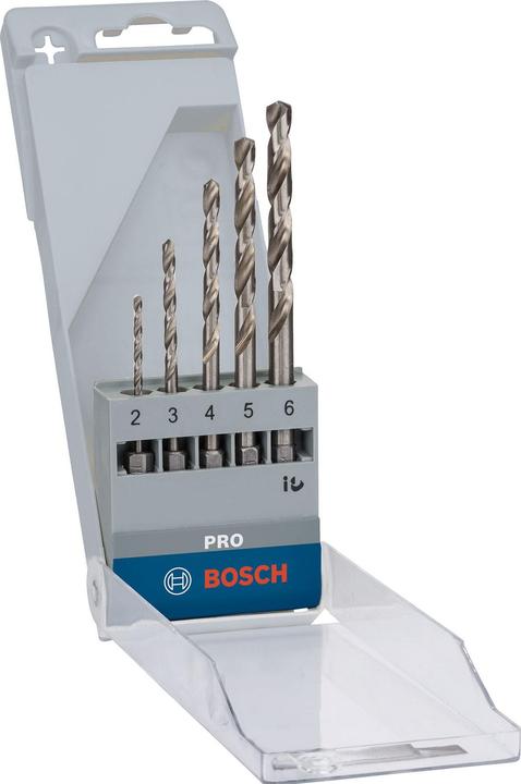 Produktbild Bosch Professional Zubehör PRO Metal HSS-G Hex Spiralbohrer-Set, 5-tlg. (2 Millimeter, 3 Millimeter, 4 Millimeter, 5 Millimeter, 6 Millimeter)