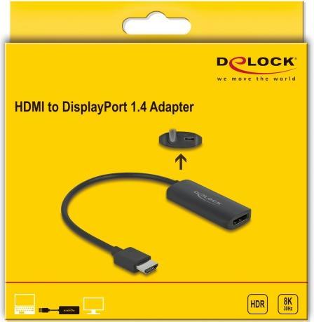 Produktbild Delock Adapter HDMI-A Stecker zu DisplayPort Buchse 8K (Micro USB, HDMI, 16.50 cm)