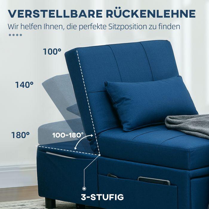 Produktbild Swisshandel24 3-in-1 Schlafsessel mit Bettfunktion, ausziehbares Schlafsofa, Schlafstuhl, bis 150kg, blau