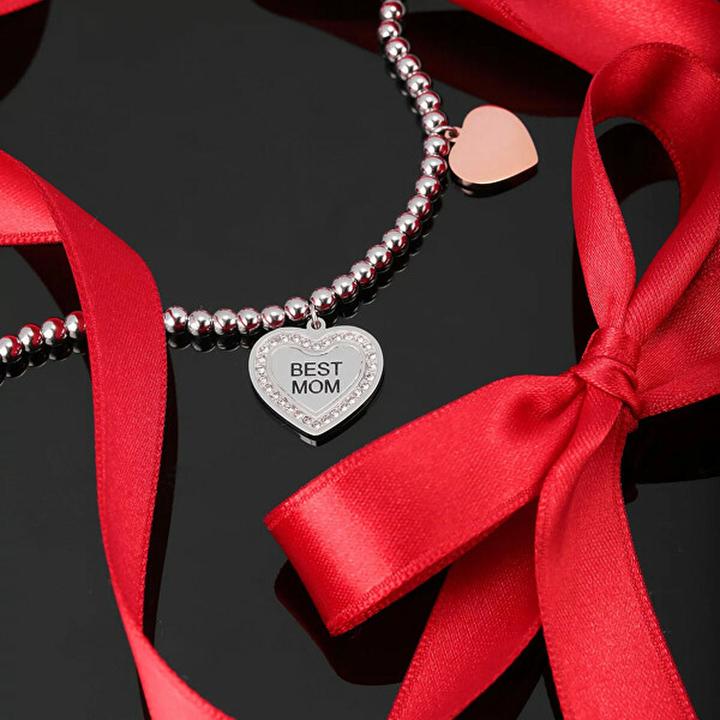 Actual product image La Petite Story Family Best Mom Bracelet (20 cm, Stainless steel)