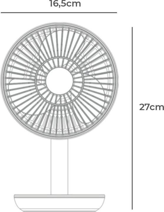 Produktbild EDM Tischventilator 33501 Weiss 5 W 4 W 16,5 x 18,5 cm 17 x 13 x 26 cm Aufladbar USB (45 dB)