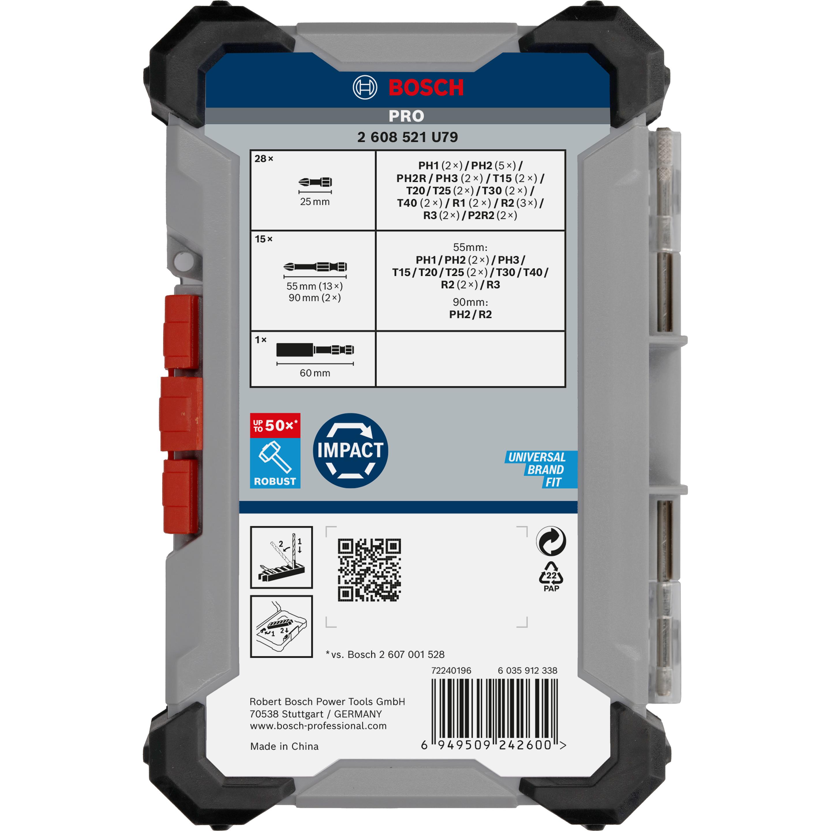 Thumbnail - Bosch Professional Zubehör, Bits, PRO Impact Schrauberbit-Set (PH1, PH2, PH2R, PH3, T10, T15, T20, T25, T30, T40)