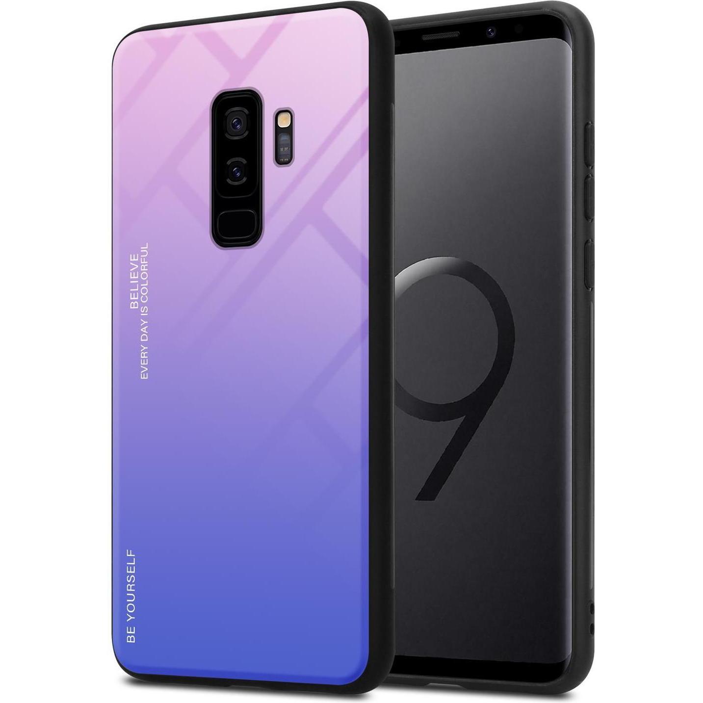 Cadorabo TPU 2 Farben Glas Cover (Samsung Galaxy S9+), Smartphone Hülle, Schwarz