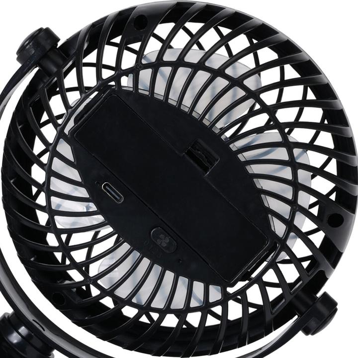 Produktbild H & S Collection Mobiler Ventilator mit Klemme, 3 Modi, schwarz, Akkubetrieb