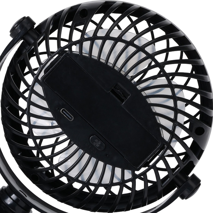 Produktbild H & S Collection 2er-Set Mobiler Ventilator mit Klemme, 3 Modi, schwarz, Akkubetrieb