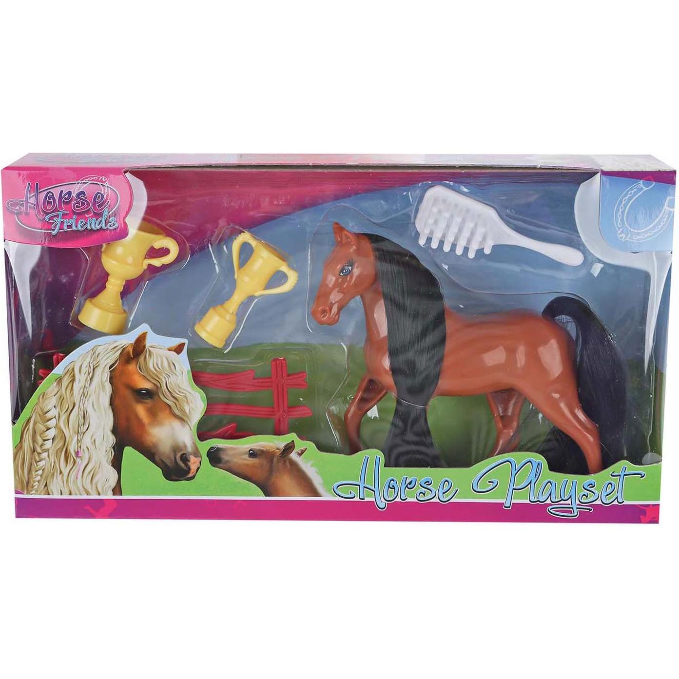 Pferdefreunde spielen Figurenpferd mit Tassen (54258015)
