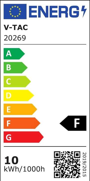 Energie-Label V-TAC VT118S 10W LED PIR Sensor Fluter SAMSUNG Chip Weisser Körper 4000K (735 lm)
